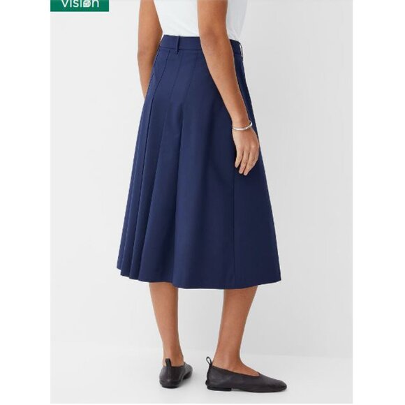 SIMONS pleated wool blend midi skirt, navy, sz 10 - Picture 3 of 9